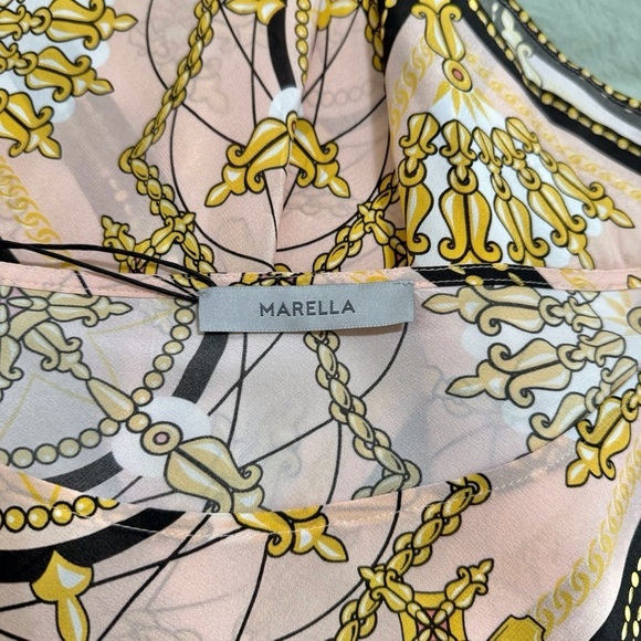 MARELLA MATRAS JACKET Silk Handkerchief Blouse in Peach NEW One Shoulder Size 14 - Picture 2 of 12